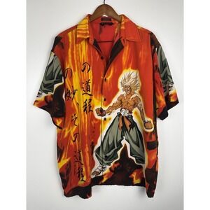 Vintage Anime Shirt Mens XL Button Down Dtek Sport All Over Print Y2K Streetwear